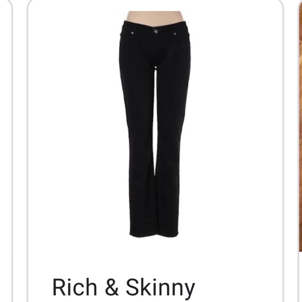 Rich & Skinny Black Wash Straight Leg Jeans. Size 25.